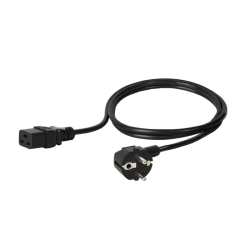Kabel zasilający BKT - gniazdo kątowe IEC 320  C19 16A, wtyk kątowy DIN 49441 (unischuko) 16A, 3 x 1,5 mm2 czarny  3 m
