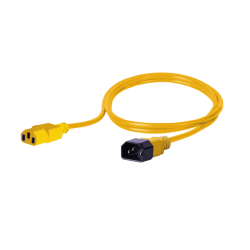 Kabel zasilający BKT - gniazdo IEC 320 C13 10A, wtyk IEC 320 C14 10A, 3 x 1,0 mm2 żółty 1,5 m